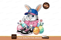 Bunny wearing baseball cap and hoodie rabbit easter Product Image 1