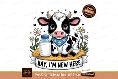 Cute Cartoon Cow With Milk Sublimation Png Product Image 1