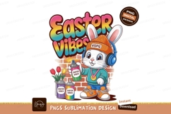 Graffiti bunny with spray paint and tulips image Product Image 1