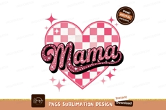 Mama heart checkerboard sparkle pink white Product Image 1