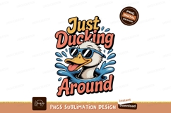 Cool duck swimming with sunglasses and text water splashing Product Image 1