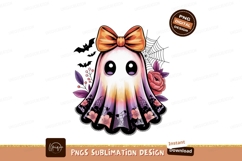 Cute ghost with bow and flowers halloween Product Image 1