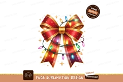Red ribbon bow with festive lights gold Product Image 1