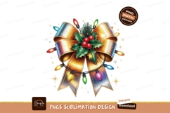 Festive Golden Bow Holly Christmas Lights image Product Image 1