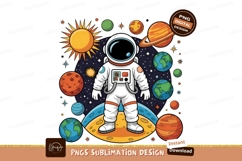 Cartoon Astronaut With Planets And Stars Sublimation Png Product Image 1