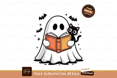 Black cat ghost reading book image Product Image 1