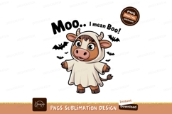 Cute cow wearing ghost costume cartoon animal Product Image 1