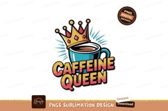 Coffee cup with crown and text caffeine Product Image 1