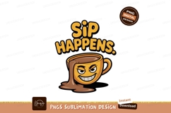Coffee cup spilling with emoji face image Product Image 1