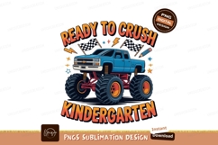 Blue monster truck ready to crush kindergarten orange Product Image 1