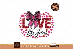 Love Like Jesus Sparkle Bow Hearts pink Product Image 1