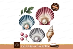 Seashells pearls leaves berries blue pink Product Image 1