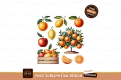 Oranges lemons apples fruit tree crate slices image Product Image 1