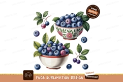 Blueberries in decorative bowls and branches fruit Product Image 1