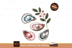 Oysters pearls branch berries shellfish seafood Product Image 1