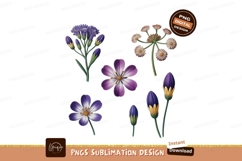 Purple and white flowers with buds botanical Product Image 1