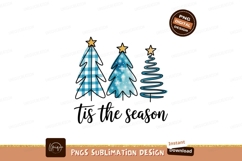 Blue Christmas Trees With Stars snowflakes Product Image 1
