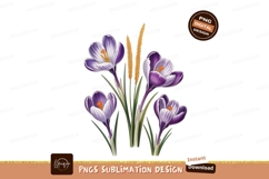 Purple crocus flowers with wheat stalks white yellow Product Image 1
