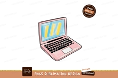 Pink laptop with colorful chart technology computer Product Image 1
