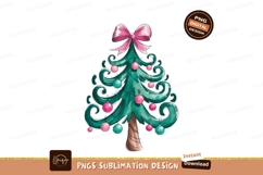 Whimsical Christmas Tree With Pink Bow festive holiday Product Image 1