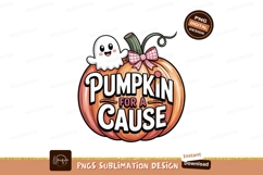 Cute ghost on pumpkin with bow halloween autumn Product Image 1