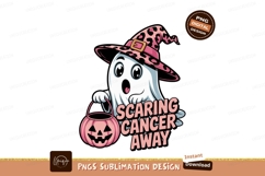 Cute ghost with pumpkin and witch hat halloween Product Image 1