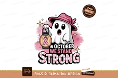Ghost wearing pink hat holding lantern with pink ribbon Product Image 1