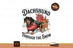 Dachshund pulling sleigh with gifts through snow sled Product Image 1