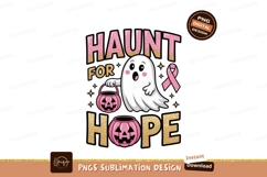 Ghost holding pumpkin basket with pink ribbon halloween Product Image 1