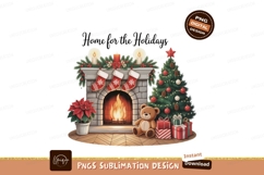 Cozy Christmas Fireplace Scene stockings tree Product Image 1