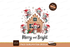 Mice celebrate Christmas at gingerbread house santa Product Image 1