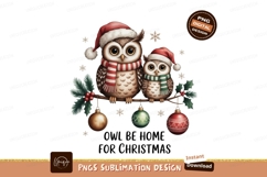 Festive owls wearing Santa hats and scarves christmas Product Image 1