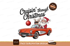 Santa reindeer driving vintage car Christmas Product Image 1