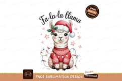 Festive llama wearing christmas hat and sweater image Product Image 1
