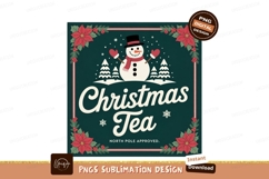 Festive snowman and poinsettia Christmas tea winter Product Image 1