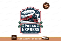 Red train journey through snowy landscape polar express Product Image 1