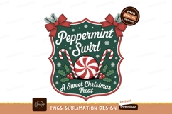 Peppermint swirl candy cane holly festive christmas Product Image 1