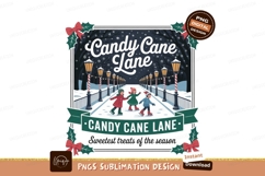 Children ice skating on candy cane lane Christmas winter Product Image 1