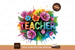 Teacher Appreciation Floral Watercolor Sublimation PNG Product Image 1