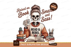 Skeleton reading book with coffee and cactus image Product Image 1