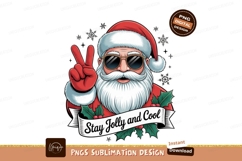 Santa Claus peace sign sunglasses holly Christmas holiday Product Image 1