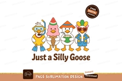 Four cartoon ducks in summer attire beach vacation Product Image 1