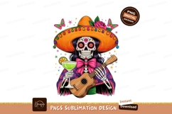Skeleton mariachi with guitar and drink butterfly Product Image 1