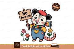 Cute opossum holding sign with flowers image Product Image 1