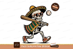 Skeleton baseball player wearing sombrero and poncho Product Image 1