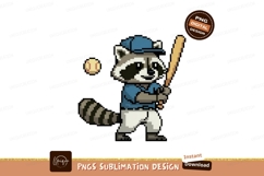 Raccoon baseball player with bat and ball image Product Image 1