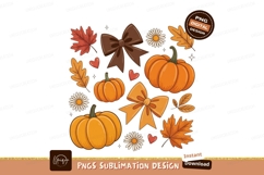 Autumn harvest pumpkins leaves bows image Product Image 1