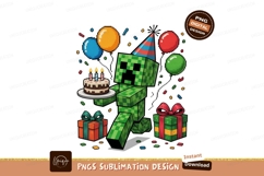 Pixelated Creeper Birthday Celebration cake balloons Product Image 1