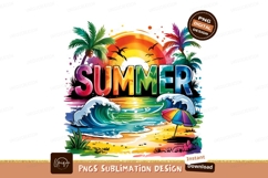 Colorful Summer Beach With Rainbow Vibe Sublimation Png Product Image 1