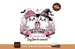 Cute ghosts wearing pink for breast cancer awareness Product Image 1